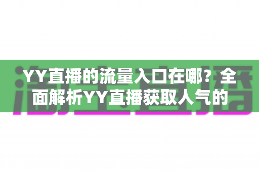 YY直播的流量入口在哪?全面解析YY直播获取人气的核心渠道与实用运营指南 YY直播的流量入口在哪?全面解析YY直播获取人气的核心渠道与实用运营指南
