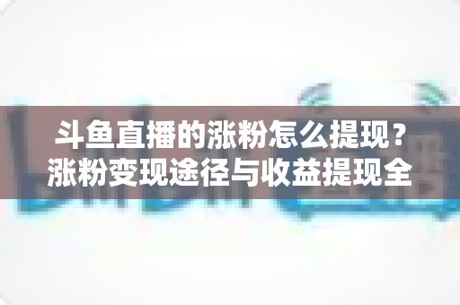 斗鱼直播的涨粉怎么提现？涨粉变现途径与收益提现全流程一文详解