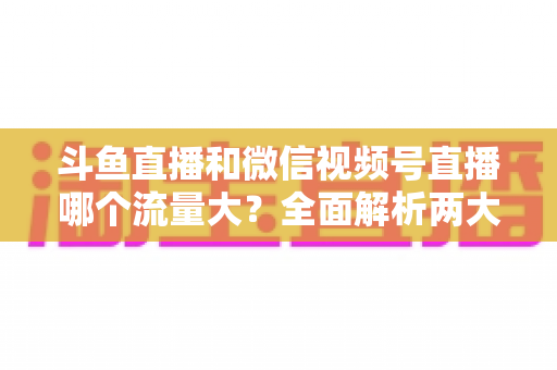 斗鱼直播和微信视频号直播哪个流量大？全面解析两大平台流量格局与创作者选择指南