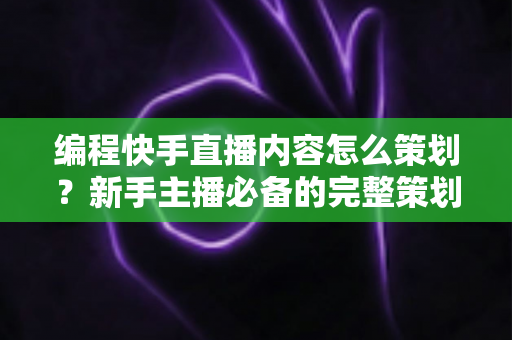 编程快手直播内容怎么策划？新手主播必备的完整策划指南与实操方案