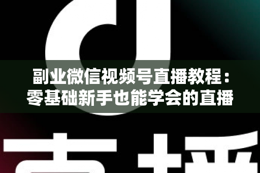 副业微信视频号直播教程:零基础新手也能学会的直播变现实战指南 副业微信视频号直播教程:零基础新手也能学会的直播变现实战指南