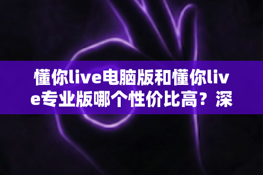 懂你live电脑版和懂你live专业版哪个性价比高？深度对比分析帮你选对版本不花冤枉钱